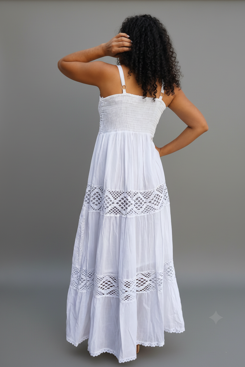 Vestido Longo de Lese Algodão | Dona Mon
