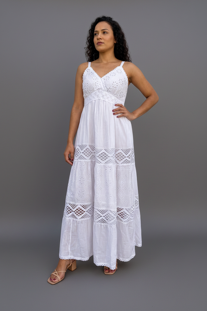Vestido Longo de Lese Algodão | Dona Mon