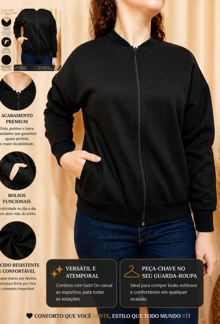 Blusa Moletom Flanelada Básica | Dona Mon