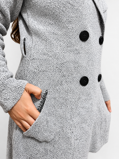 Cardigan Alongado Tricô Mousse com Botões | Dona Mon