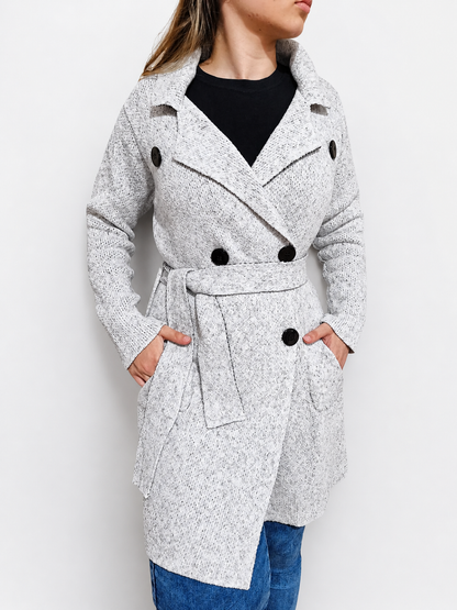 Cardigan Alongado Tricô Mousse com Botões | Dona Mon