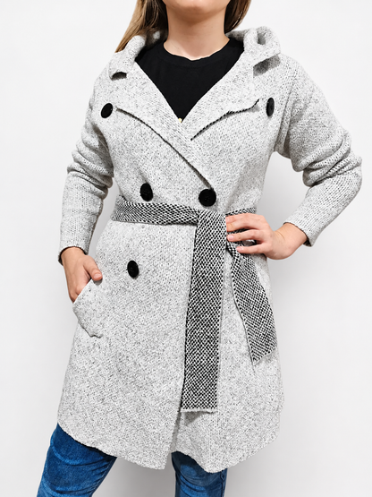 Cardigan Alongado Tricô Mousse com Botões | Dona Mon