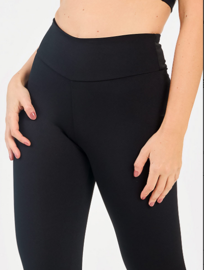 Calça Legging Flanelada Cintura Alta Preta | Dona Mon